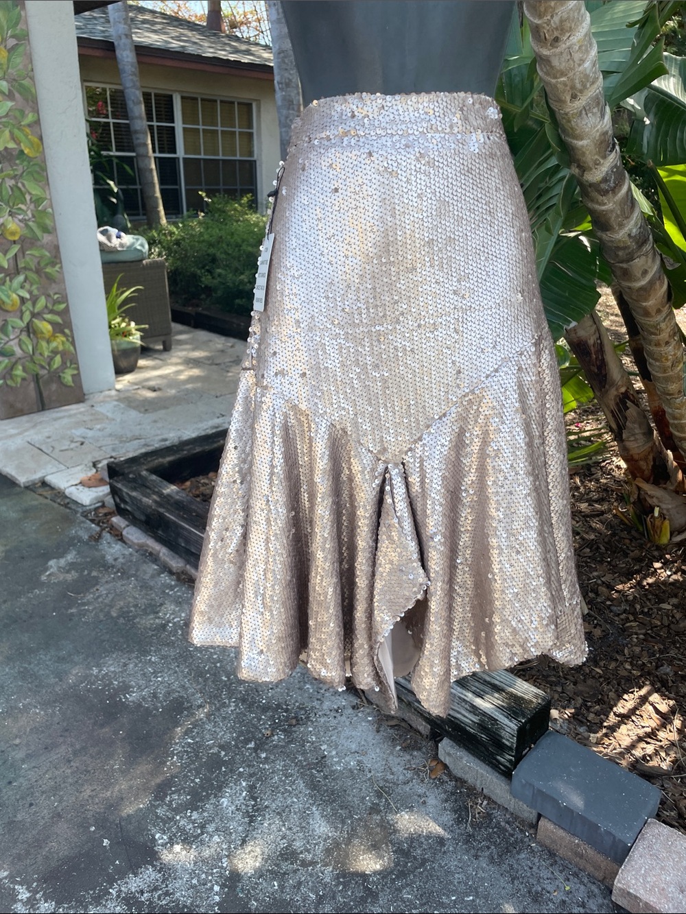mia joe handkerchief hem sequin Carol skirt
